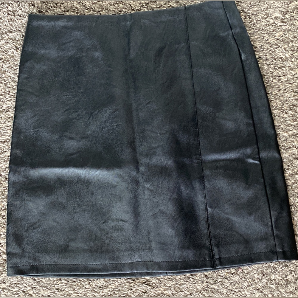 Black leather mini skirt